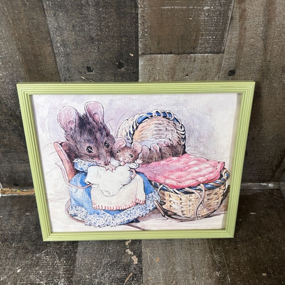 Hunca‎ Munca And Babies Beatrix Potter Framed Art Picture FIGI 1991 8x10